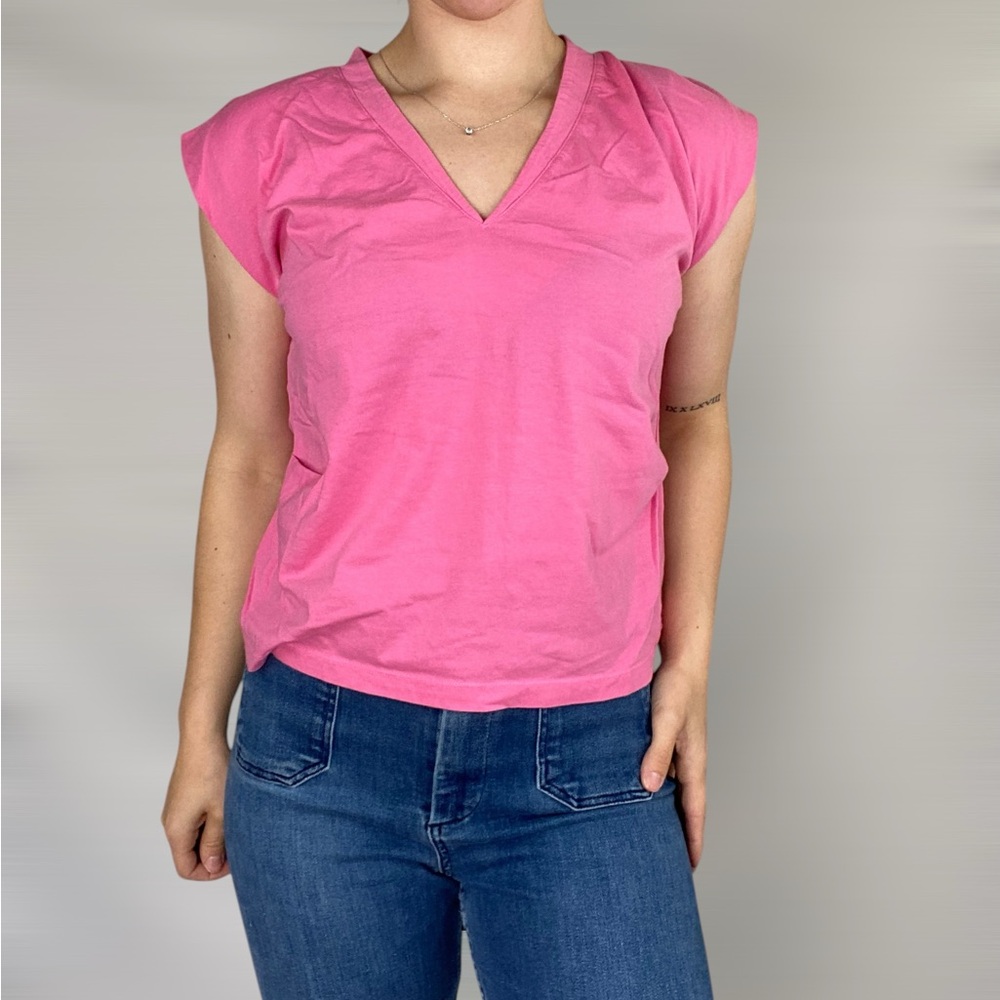 PISTOLA Denim Carson‎ Tee Short Sleeve V Neck in Flamingo Casual Relaxed